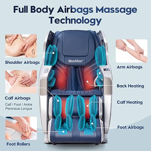 Miniatura 5 de iBooMas Silla de masaje SL 2023 silla de masaje de gravedad cero con control de aplicación cuerpo completo con extensión automática de piernas