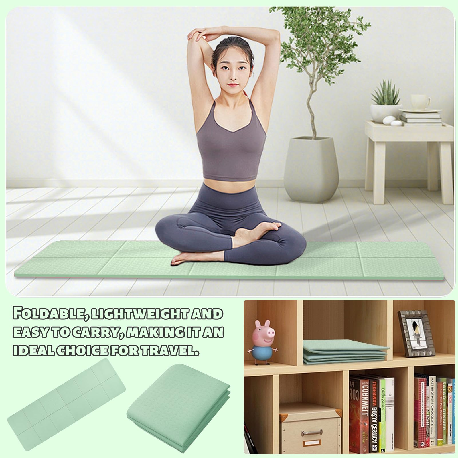 Tapis De Fitness Portable Tapis De Pilates De Gymnastique En TPE Tapis De Yoga De Voyage Tapis De Sport Pour Pilates,gymnastique,entraînement Et Voyage,183 X 61 X 0,5 Cm(Gris