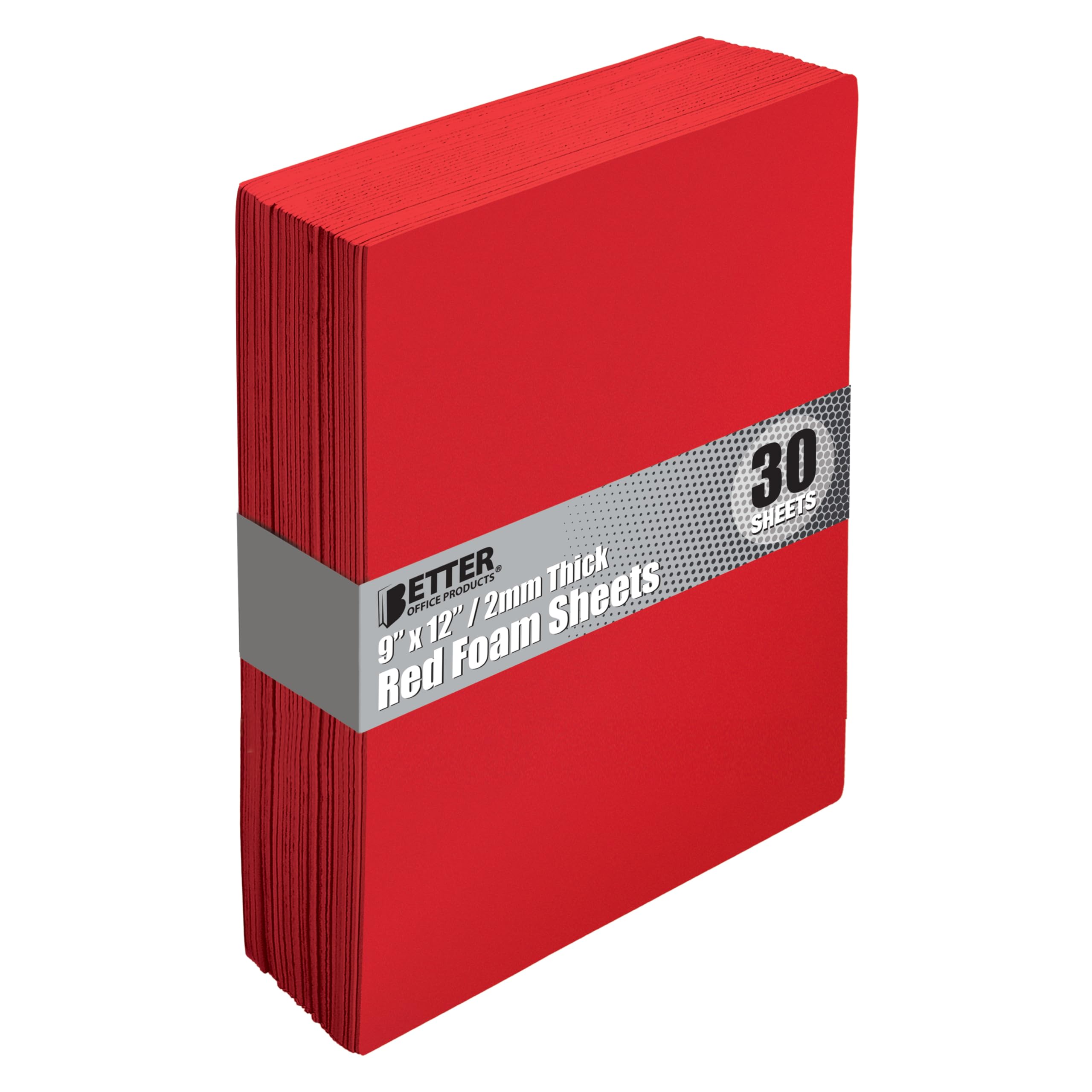Better Office Products Red EVA Foam Sheets, 30 Pack, 2mm Thick, 9 x 12 Inch, Red Color, for Arts and Crafts, 30 Sheets Bulk Pack
