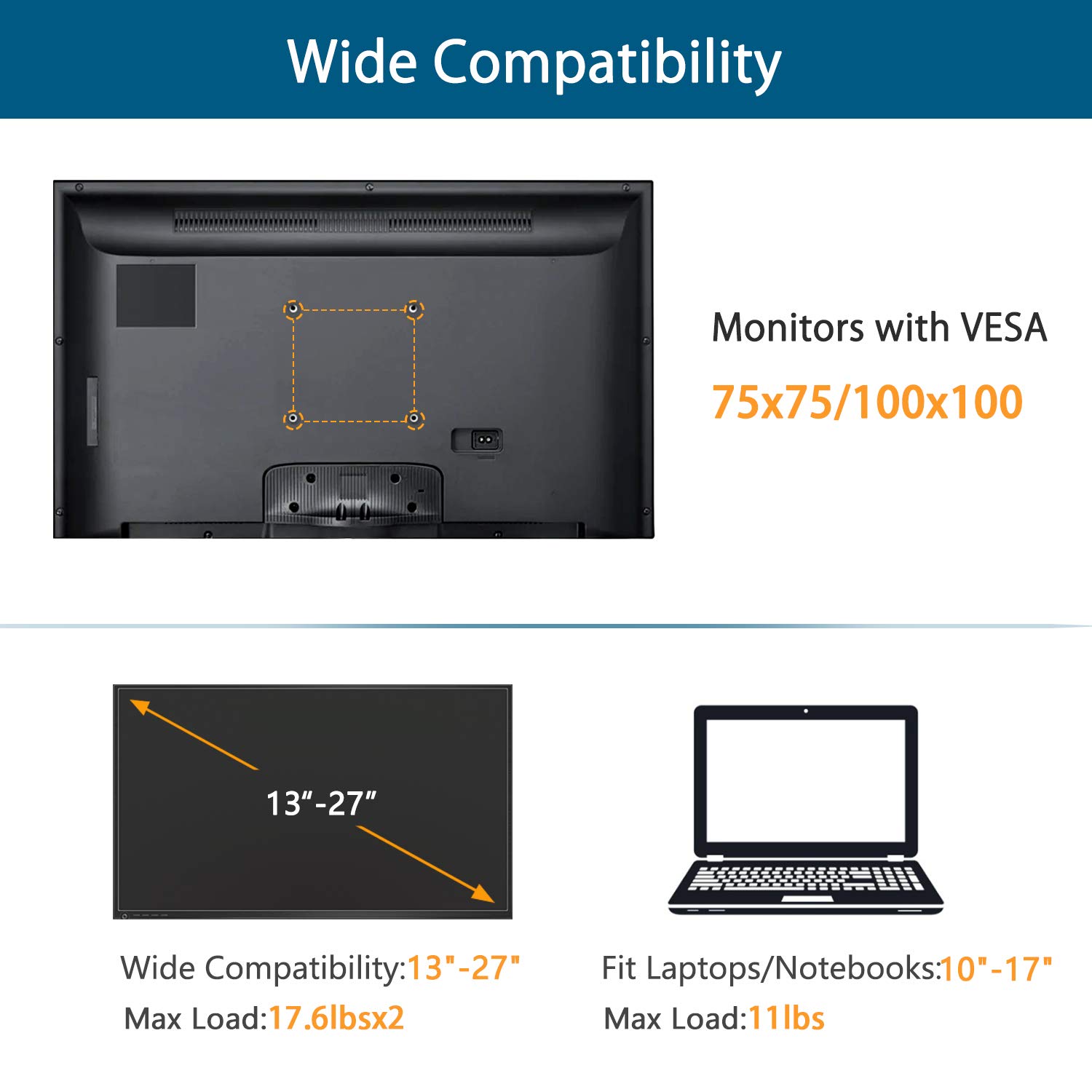 HUANUO Monitor and Laptop Mount, Gas Spring Dual Monitor Stand with
