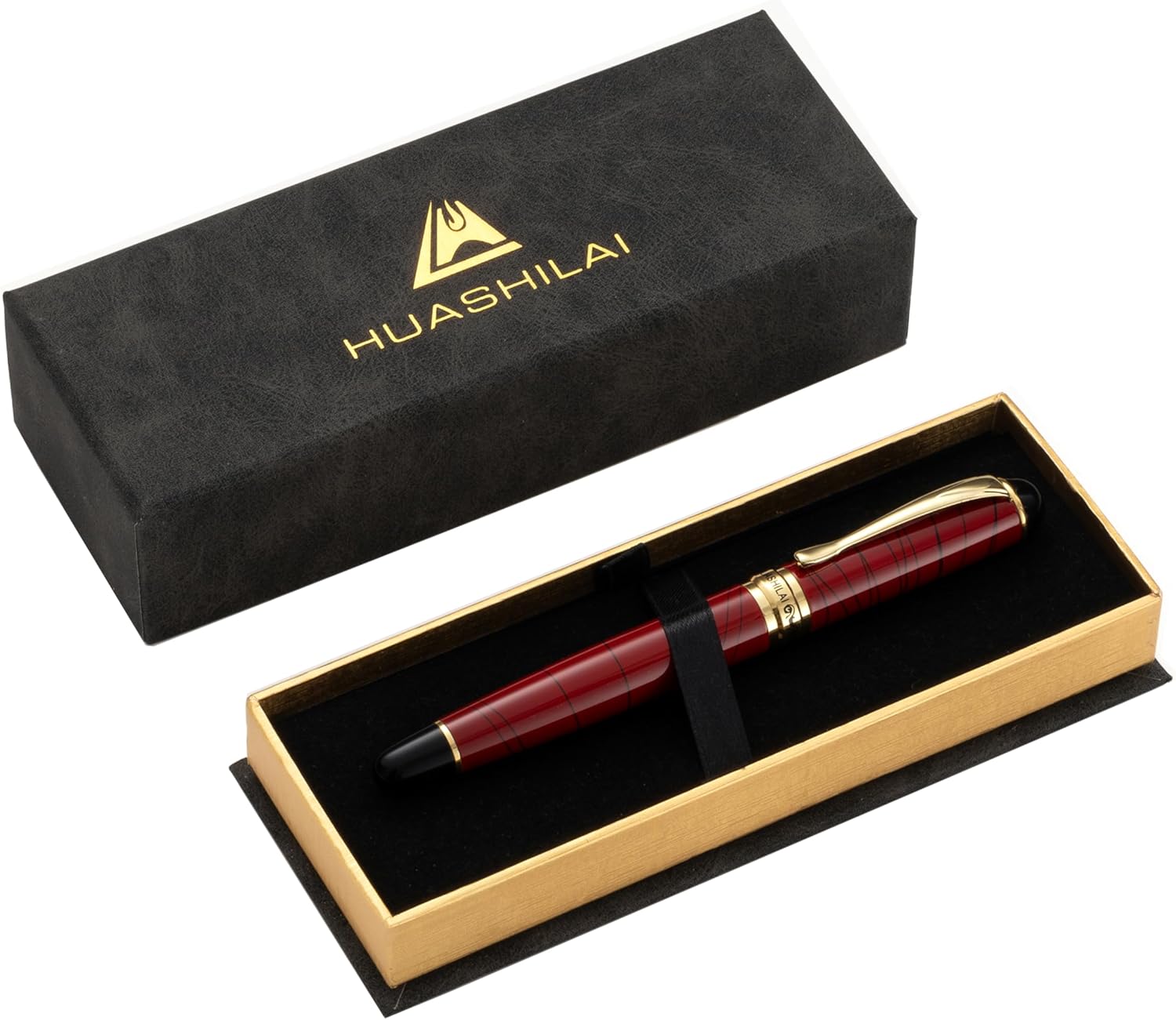 Luxury Metal Rollerball Pen Set – Stainless Steel Barrel, Cool Fine Point Pen with Gift Box & 2 Extra Refills – Premium Business & Signature Pens for Men & Women (Red)