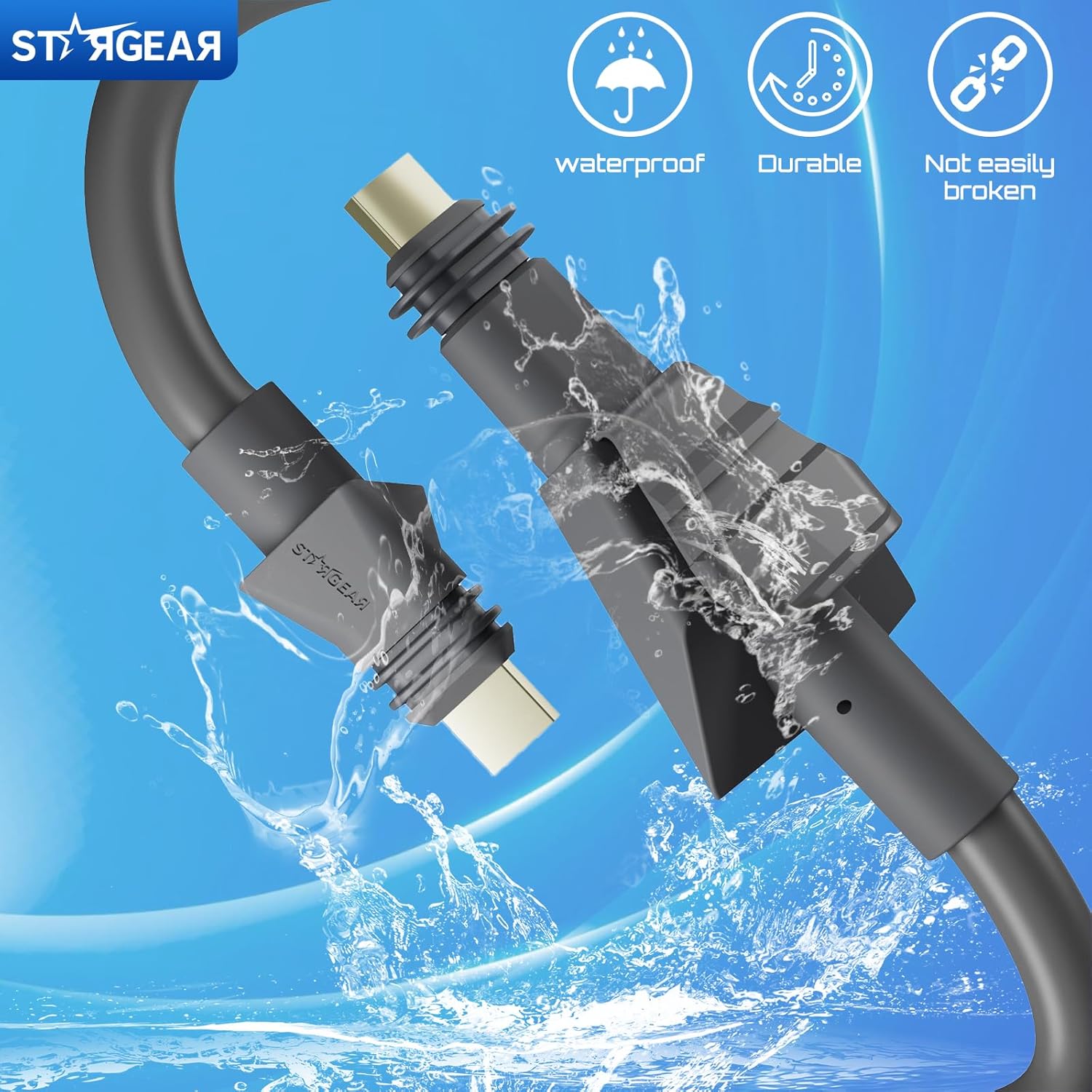 32.8FT Starlink Cable Flat High Performance Cable, 22AWG Starlink Accessories Replacement FHP Power Cord Waterproof with End Caps