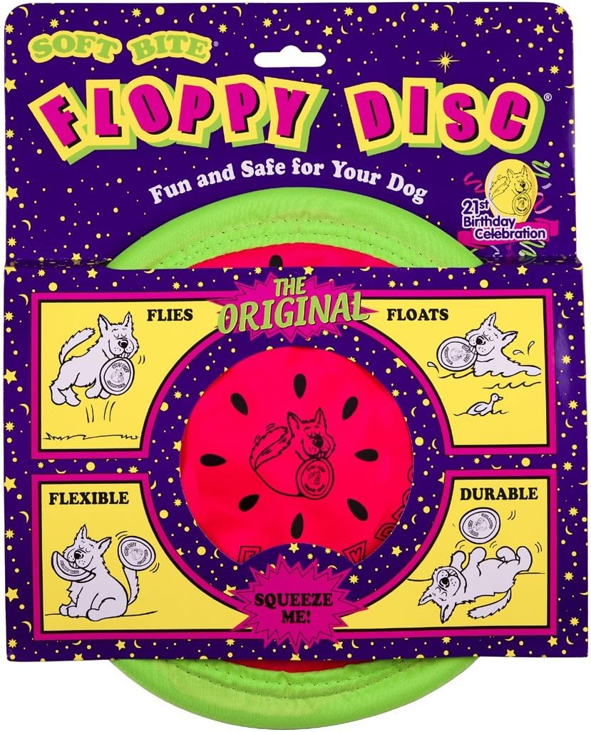 Floppy Disc 10-Inch Melon Style Soft Bite Disc Toy for Dogs, Regular