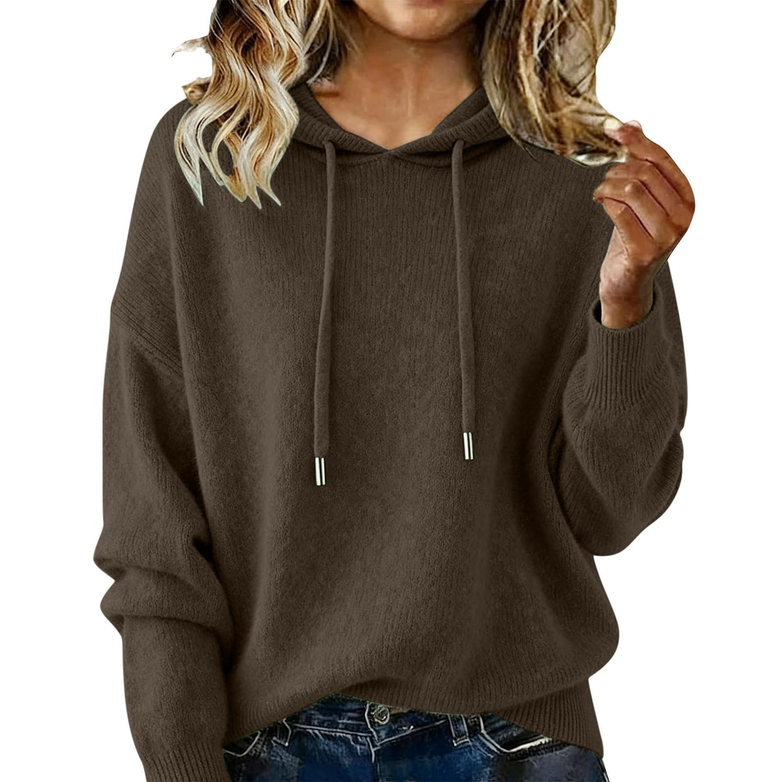 Pull à capuche en tricot pour femme