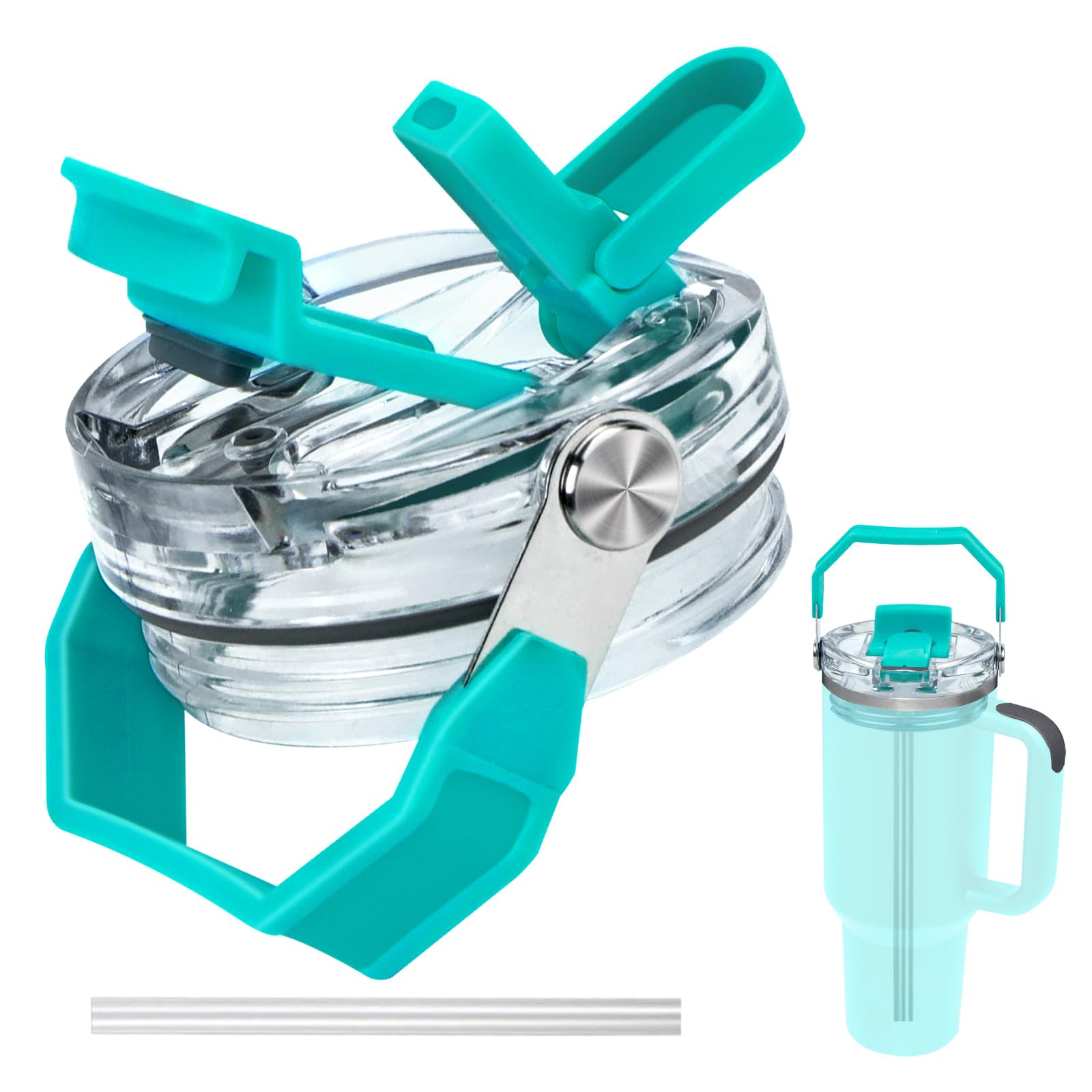 Vordpe 2 coperchi di ricambio per Stanley da 40 oz, con flip straw, riutilizzabili a prova di perdite, coperchio di ricambio resistente agli spruzzi d'acqua (nero