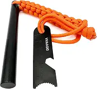 VVAAGG Kit de iniciante de fogo de pederneira e aço, Survivor, hastes de ferro de 9,5 cm e hastes de magnésio com alça de paracord