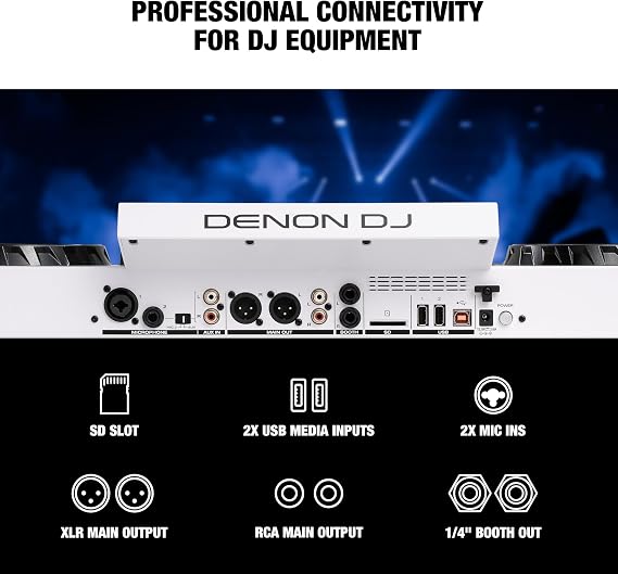 Denon DJ SC LIVE 4 WHITE - Standalone DJ Controller with Stems on 4-Decks, Wi-Fi Streaming, Build-in Speakers, Serato DJ and Virtual DJ Compatible