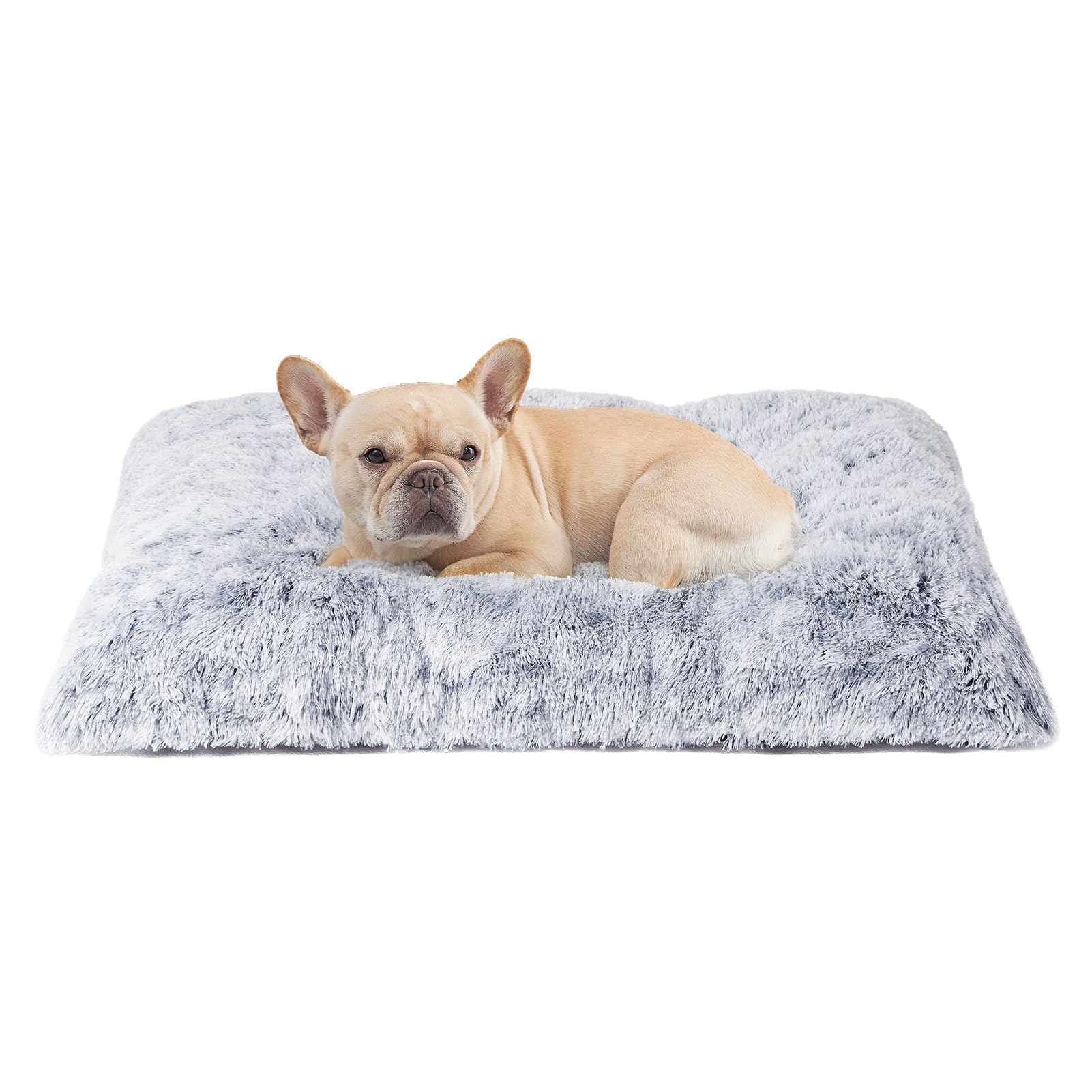 EHEYCIGA Calming Fluffy Dog Crate Bed For Medium Dog 75x50x7.5cm — Grey