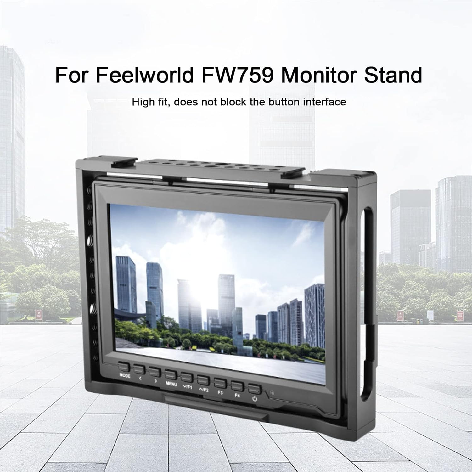 Hilitand Monitor Cage for FW759, Multi 1/4 3/8 Hole Cold Shoe Camera Monitor Cage, Aluminum Alloy, Black