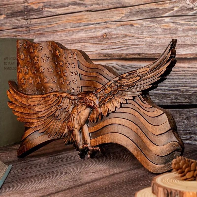 Amazon.co.jp: [Rebirth]鷲 アメリカ国旗 25．4cm 木製 鷲の