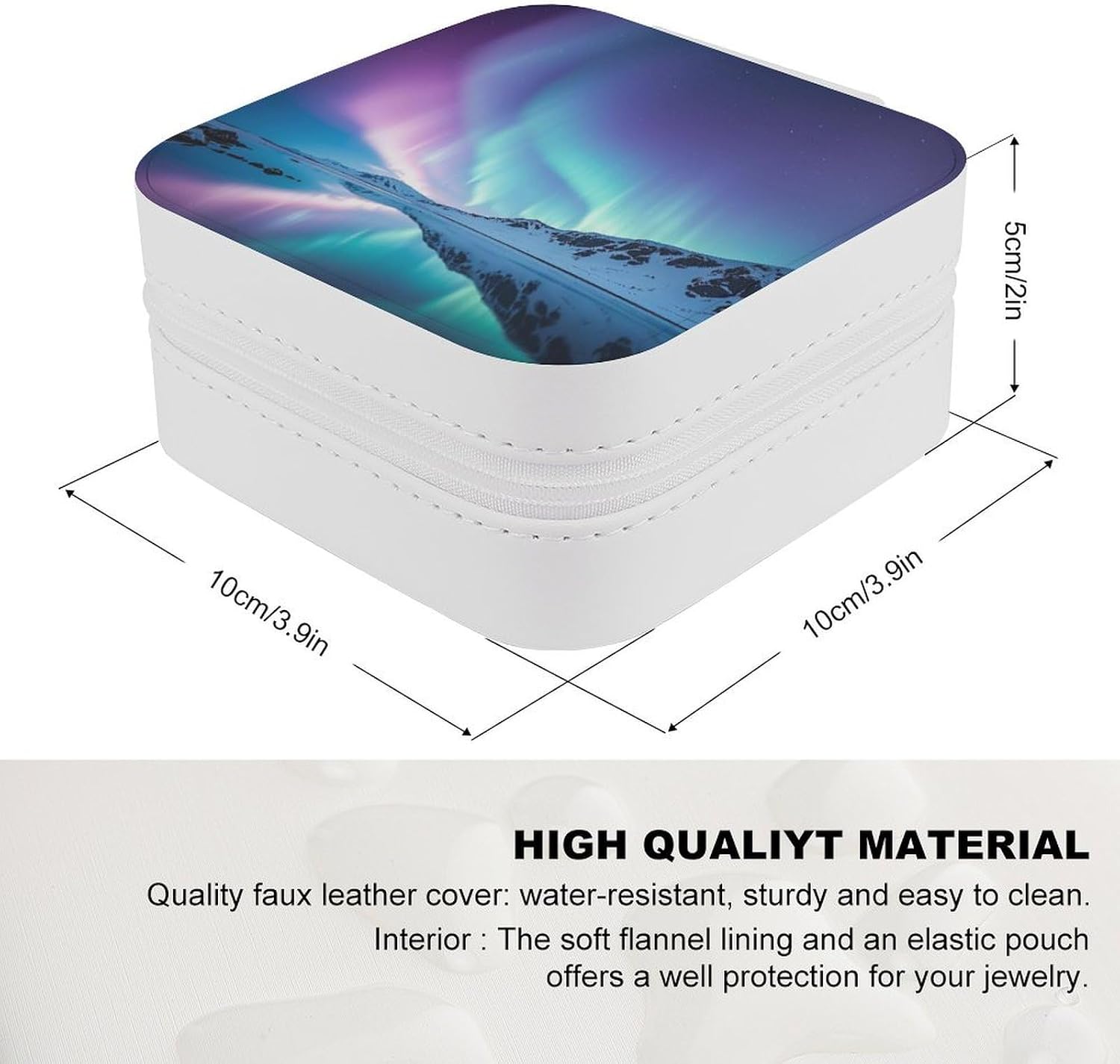 Northern Lights Jewelry Box Portable Travel Jewelry Case Leather Small Jewelry Organizer Mini Display Storage Box Trinket Organizer for Womens Rings Earrings Necklaces Bracelets image 2