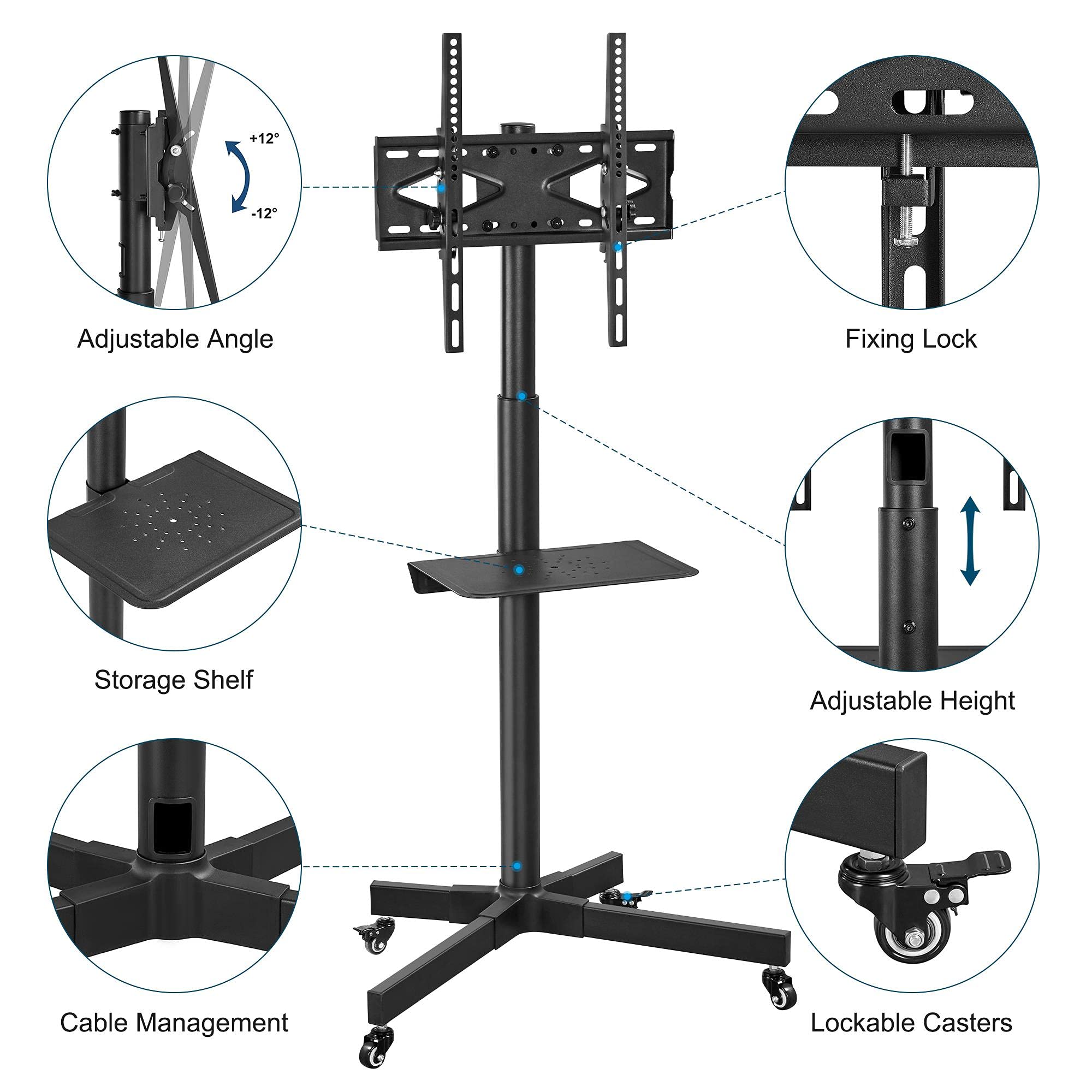 Yaheetech Mobile TV Stand on Wheels for 2355 inch Plasma/LCD/LED