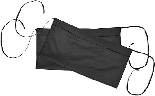 Delantales grandes de DALIX de 24.0in para camarero, cocina, restaurante y cintura (3 bolsillos), negro, blanco, azul marino, blanco