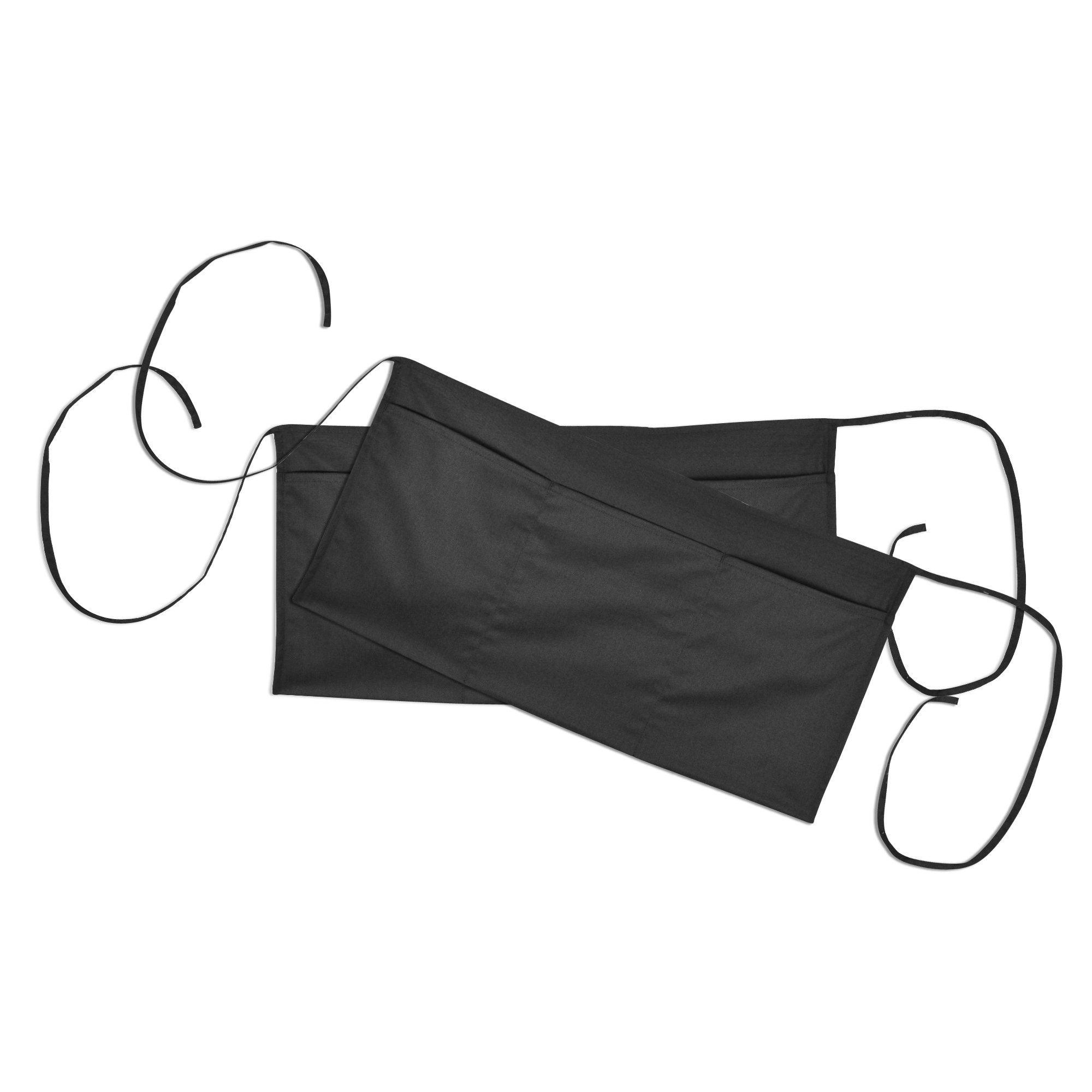 DALIX 24" Large Aprons Bartender Money Kitchen Restaurant Waist Bib Apron (3 Pockets) Black (2 Qty Pack)