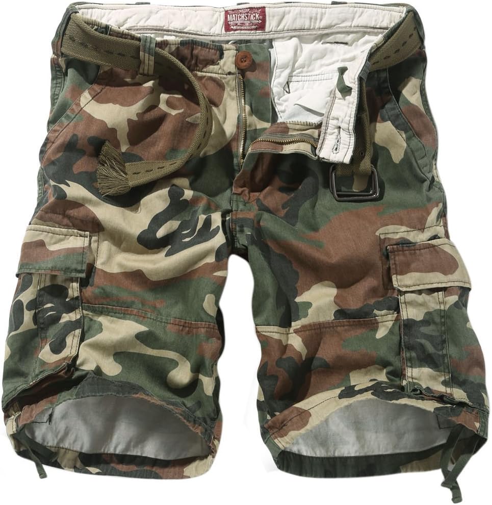 Match Men's Retro Camo Plaid Summer Polo Cargo Shorts (W36, S3620#3Max)