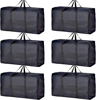 6 Pack Extra Large Moving Bags with Strong Zippers & Carrying Handles, Storage Bags Storage Totes for Clothes, Moving Supplies, Space Saving Oversized Storage Bag Organizer for Moving, Traveling