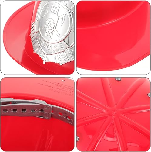 Miniatura 5 de Lurrose Sombrero de bombero de plástico para niños, sombrero de bombero rojo, casco de bombero, casco de bombero para niños, accesorio de disfraz
