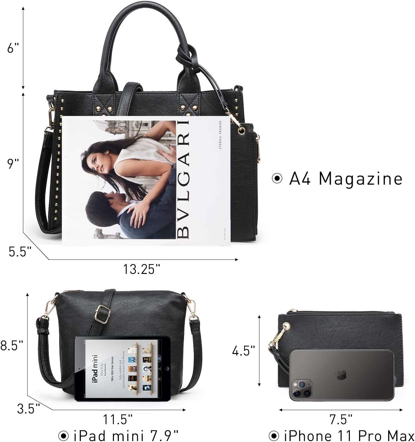 Dasein Purses Handbags for Women Tote Wallet Set Top Handle Satchel Shoulder Hobo Bag 3pcs - Image 5