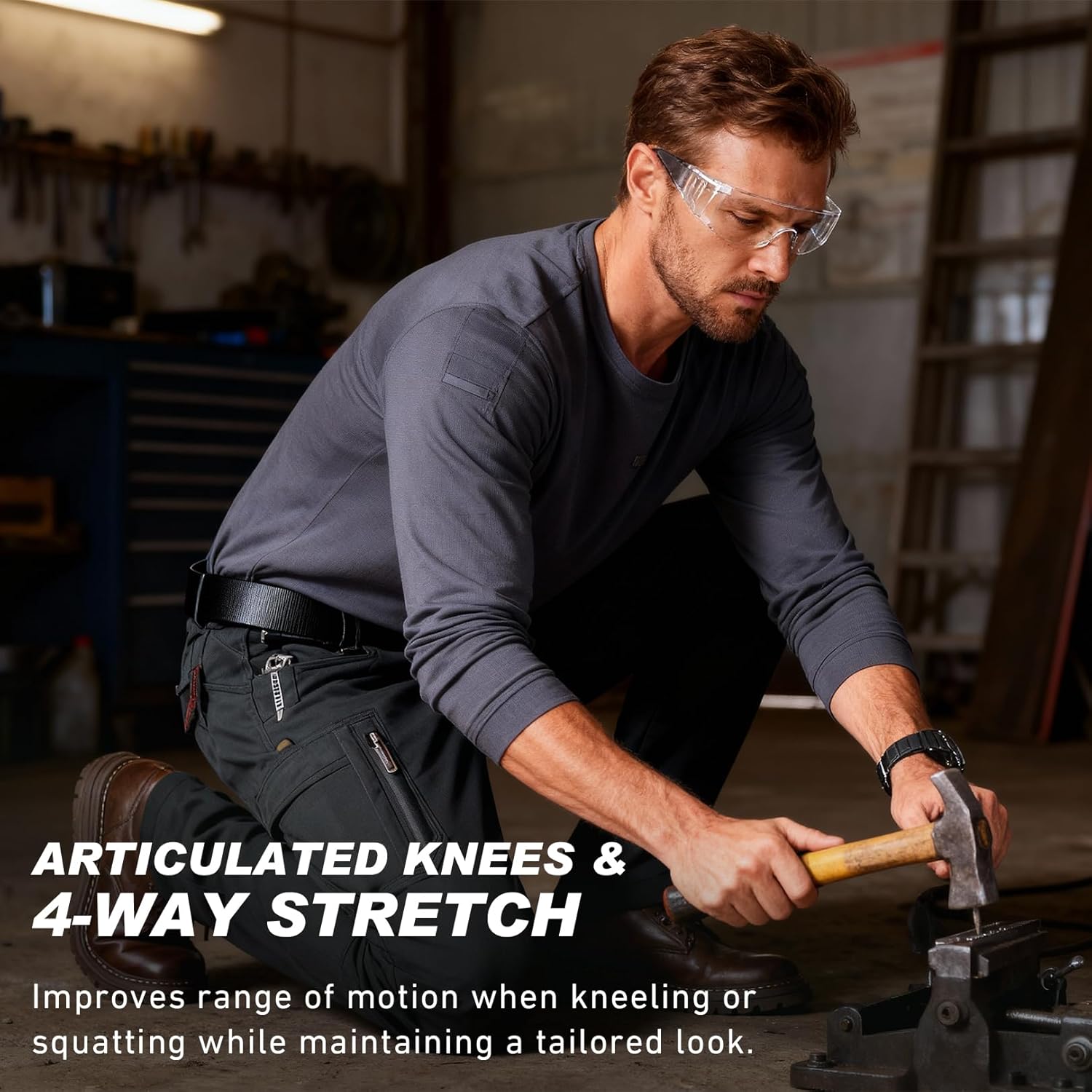 Toomett Men's Work Pants, Relaxed Fit Cargo Pants, Lightweight Moisture Wicking, Tactical Comfort & Durability - Image 6