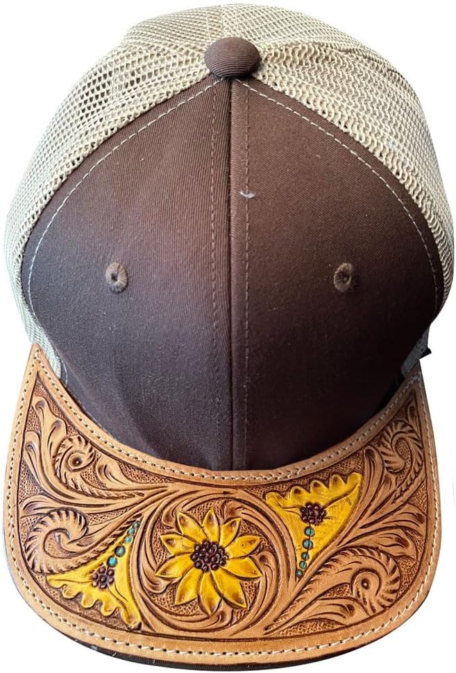 American Darling Men/Women Adjustable Cap With Leather On Visor Brown | Vintage