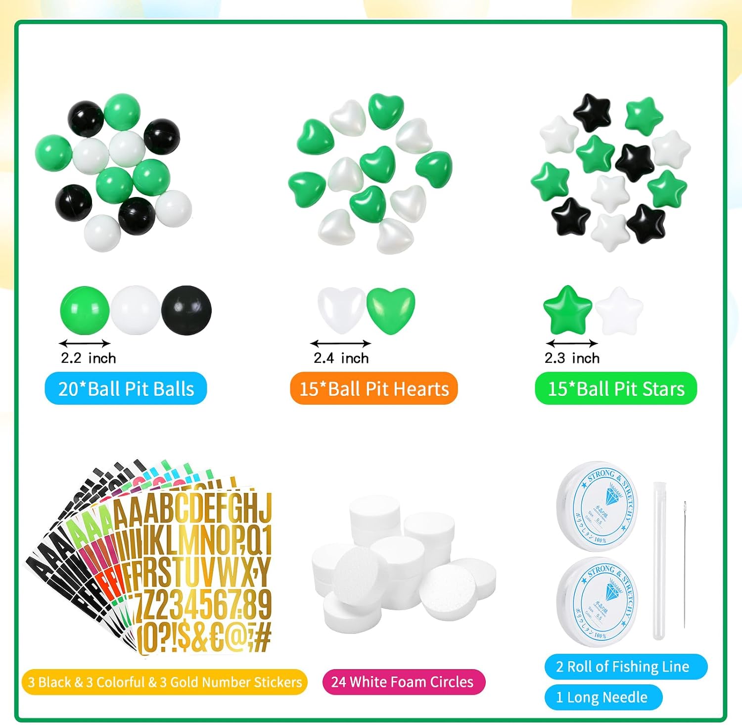 DIY Giant Friendship Bracelet Birthday Banner in My Birthday Era Banner Famous Singer Customizable Banner Garland Decor Foam Circles Plastic Balls Stars DIY Supplies(Green Black White) image 4