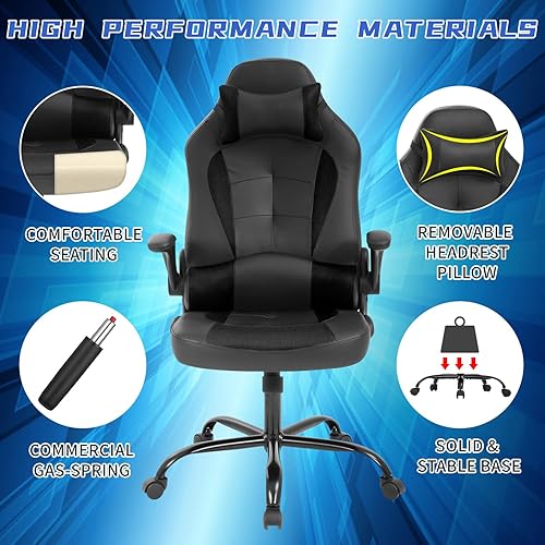 Miniatura 19 de Silla ergonómica para juegos de PC, silla de oficina para computadora, silla giratoria ajustable para videojuegos, silla de carreras con soporte