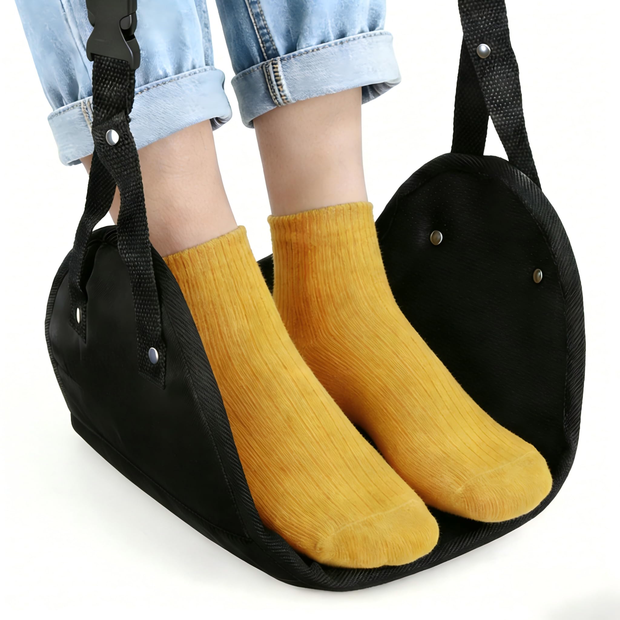 Adjustable Airplane Footrest Hammock for Long Flights, Portable Foot Support Sling for Travel, Office & Home, Improve Comfort & Circulation
