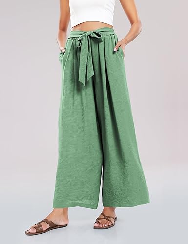 Miniatura 3 de Summe - Pantalones de vestir de pierna ancha para mujer, de cintura alta, estilo palazzo, casuales, de trabajo, pantalones de playa con bolsillo