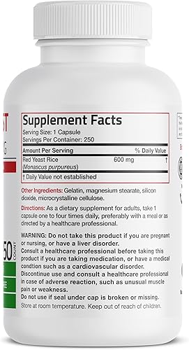 Miniatura 2 de Bronson Arroz de levadura roja 600 mg Monascus Purpureus Herbal Health, sin OMG, 250 cápsulas