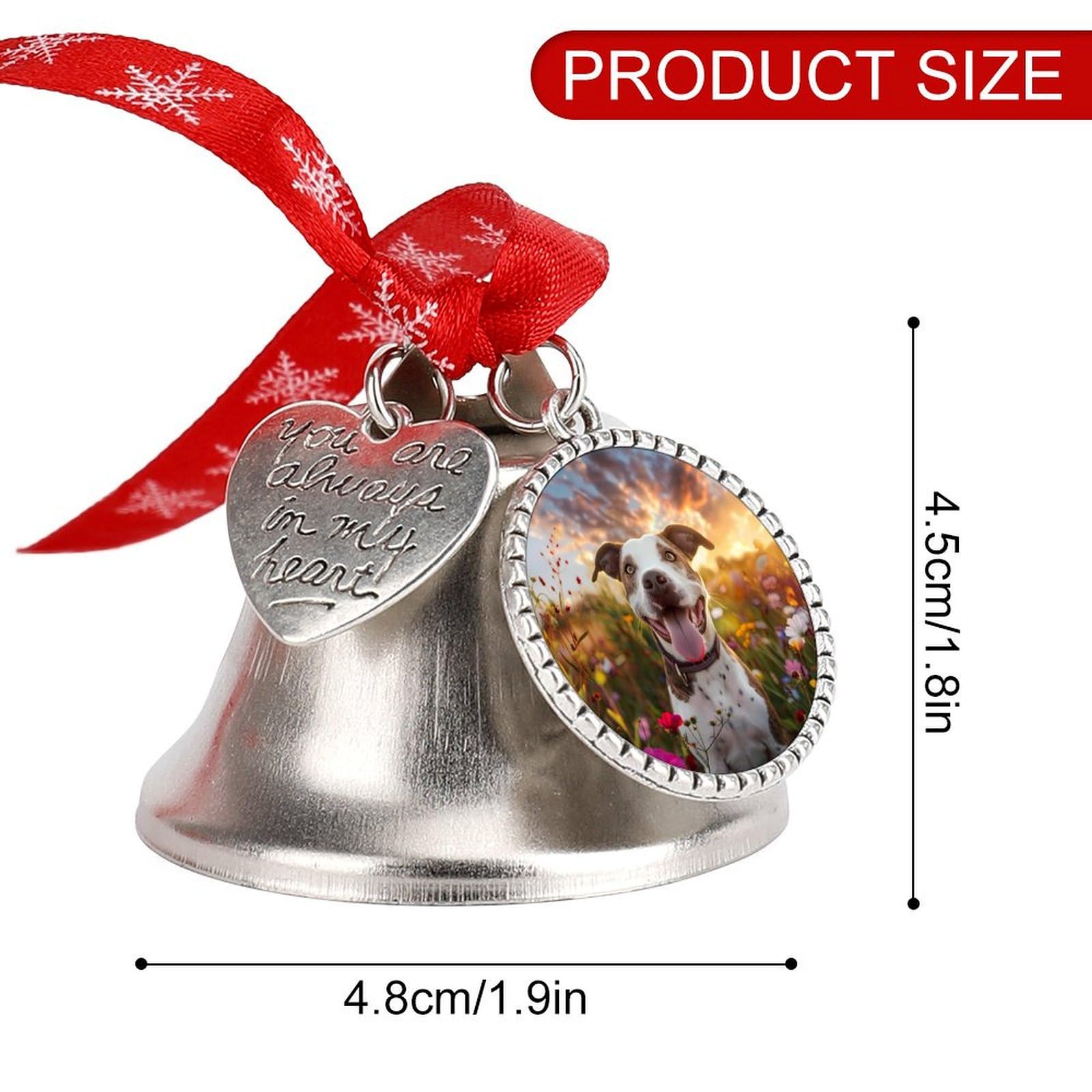 Pit-Bull Dog Flowers Funny Christmas Bell Ornament Cute Xmas Tree Hanging Pendant Decoration for Holidays Party
