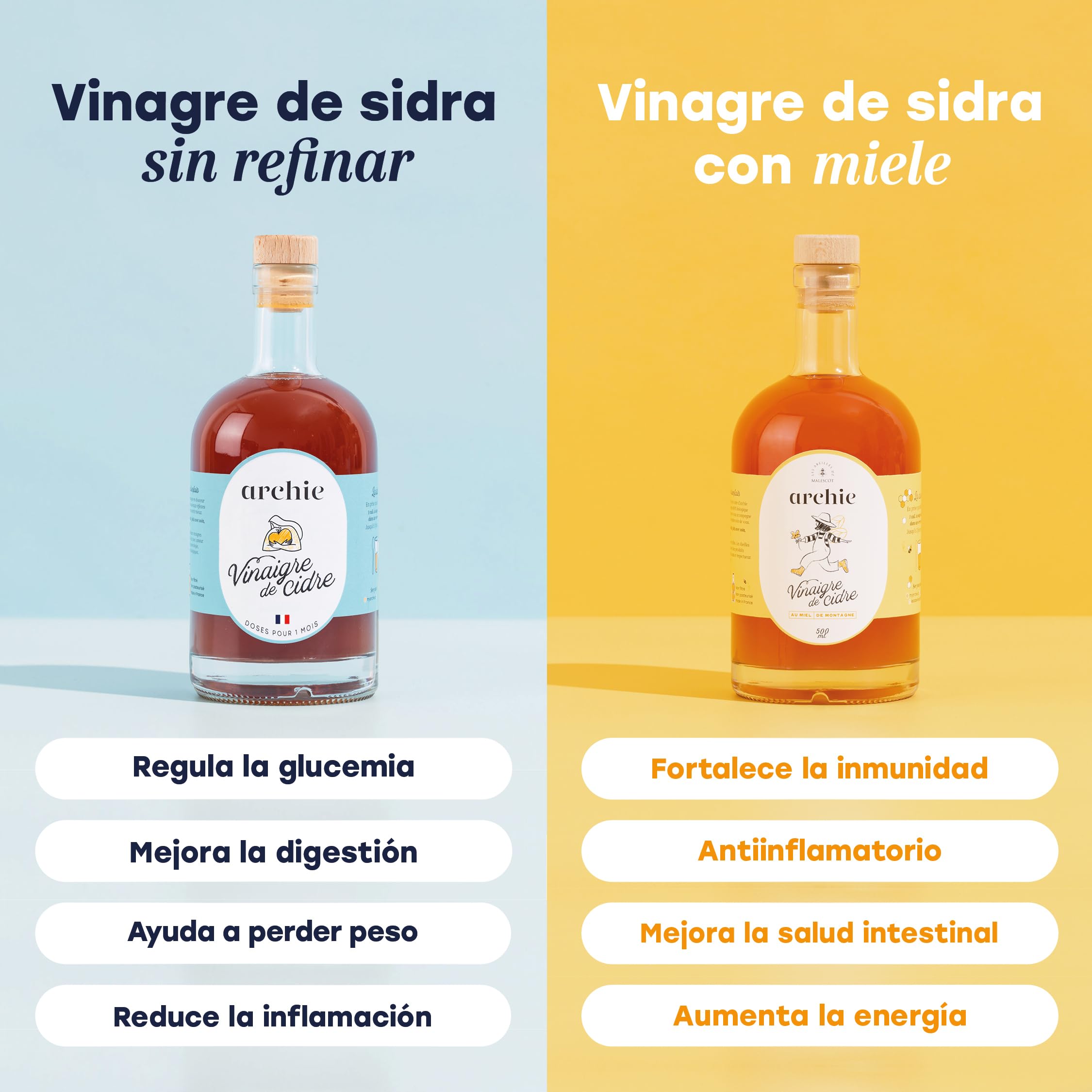 Archie Vinagre de Sidra con Miel Orgánico 1 mes