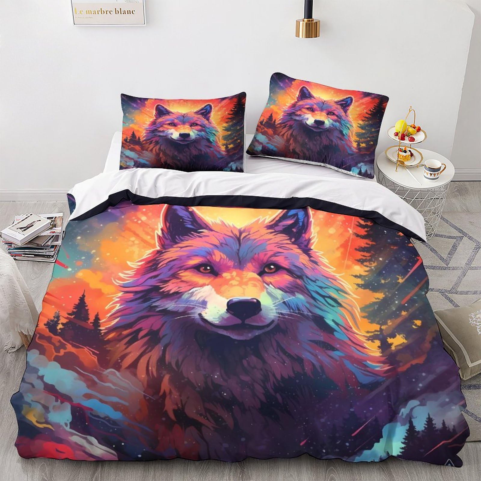 Housse de couette loup 3D fermeture éclair : fini la couette qui glisse avec cette parure 200x200