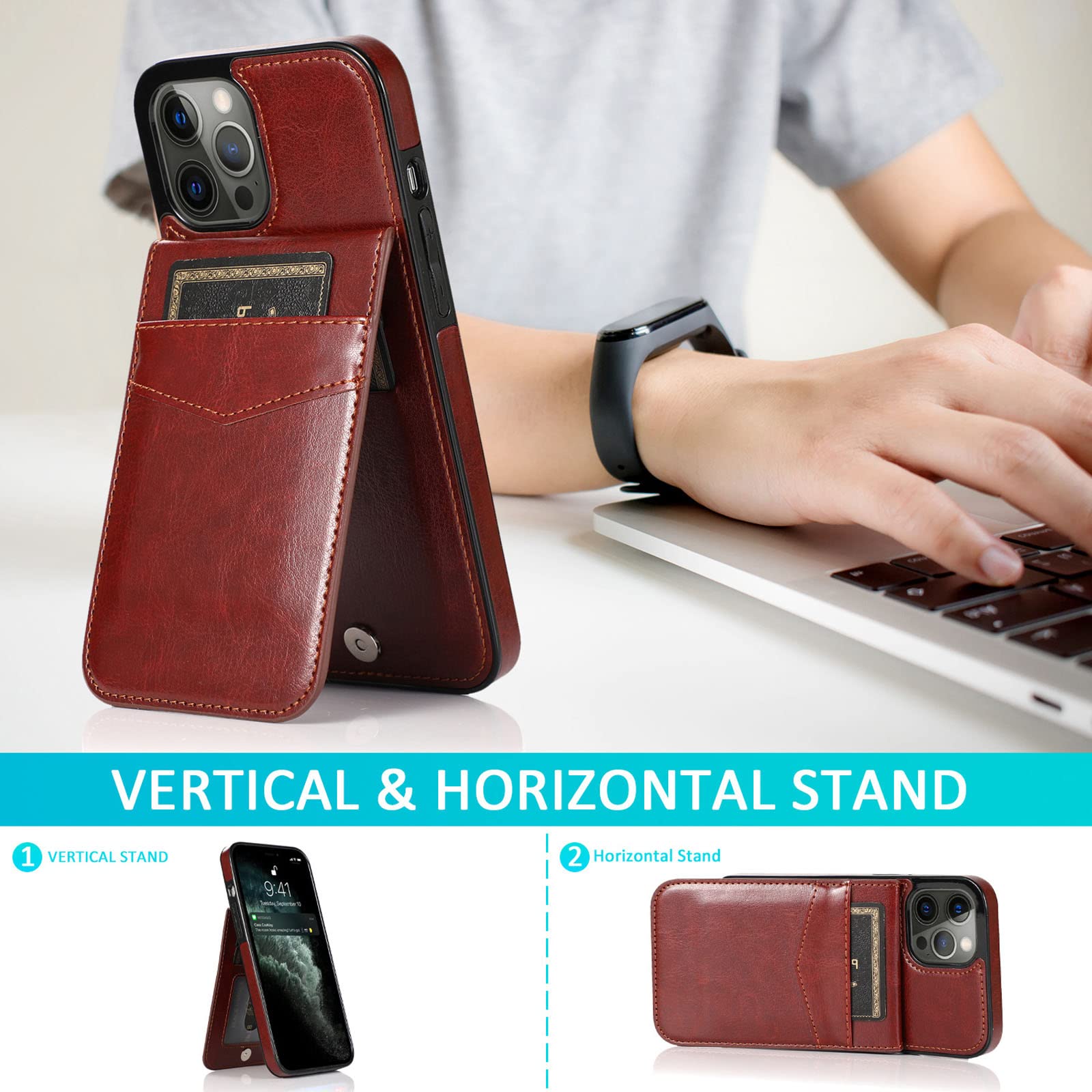 Funda para iPhone 14/14 Pro/14 Pro Max/14 MAX, Magnético Funda Tipo Cartera con Cierre Anti-Huella Anti-Rasguño Funda con Ranura Tarjeta Y Soporte Función,Azul,14 MAX 6.7"