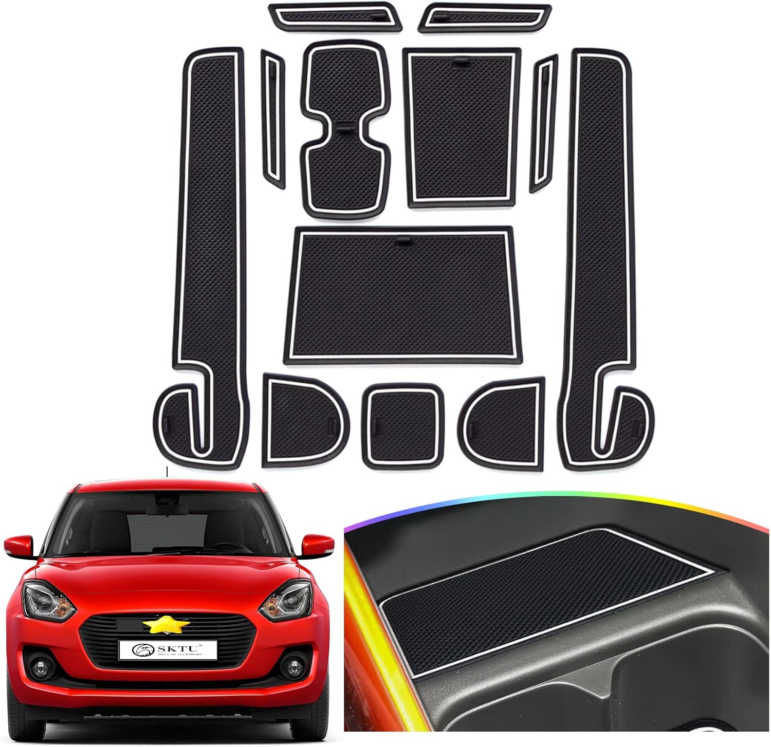 スズキ スイフトスポーツ 4代目 新型スイフト アクセサリー 車用ノンスリップマット 清ドアポケットマット コンソールマット 滑り止め ポケットマット 衝撃吸収 汚れ防止ゴムシート エコ材質 車内インテリア 白 高評価 スズキ スイフトスポーツ 4代目 新型スイフト アクセサリー 車用ノンスリップマット 清ドアポケットマット コンソールマット 滑り止め ポケットマット 衝撃吸収 汚れ防止ゴムシート エコ材質 車内インテリア 白 高評価