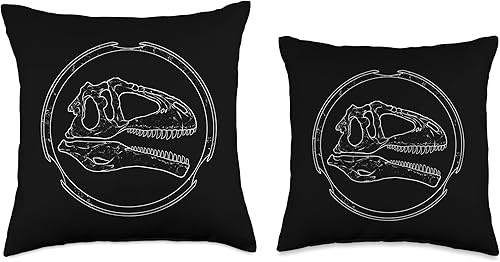 Vista 3 de Giganotosaurus Fossil Bones Paleontology Giganotosaurus - Almohada de calavera y dinosaurio, 18 x 18 pulgadas, multicolor