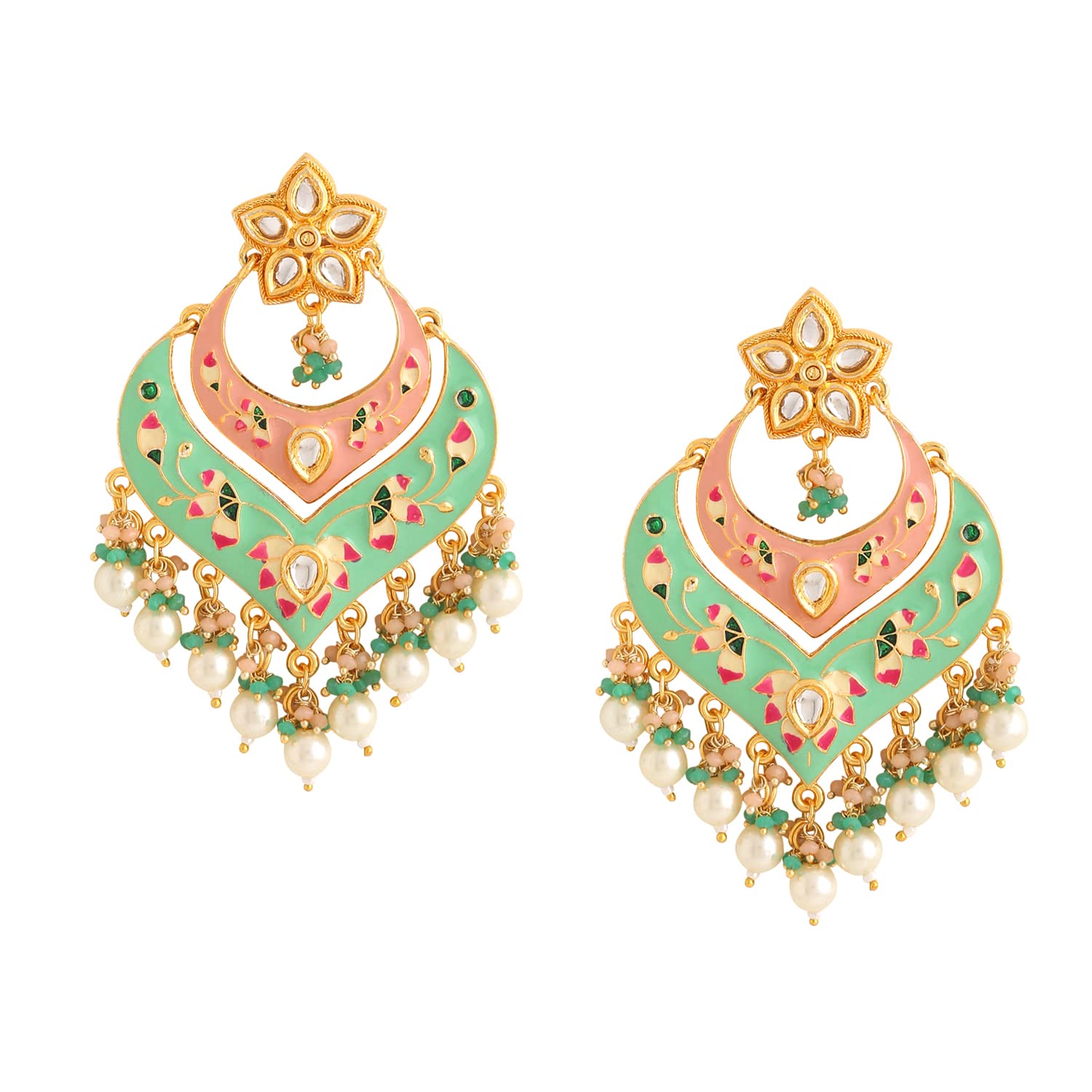 Yellow Chimes Earrings for Women and Girls Traditional Meenakari Chandbali | Gold Plated Meenakari Chandbali Earrings for ... - Review, Price and Buying Guide