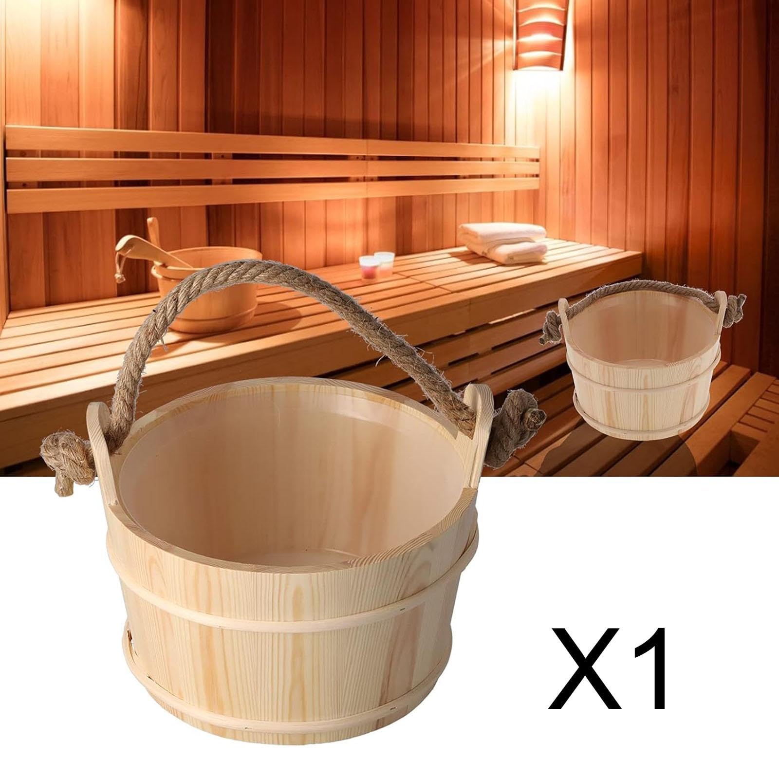 Cubo de Madera Multifuncional para Sauna, Portátil, Ideal para El Hogar, La Bañera O El Baño.