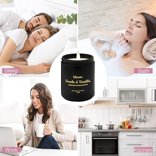 Miniatura 7 de Velas para hombres, decoración de habitación para hombres, regalos para hombres, velas de cera de soja natural para el hogar, velas negras ahumadas