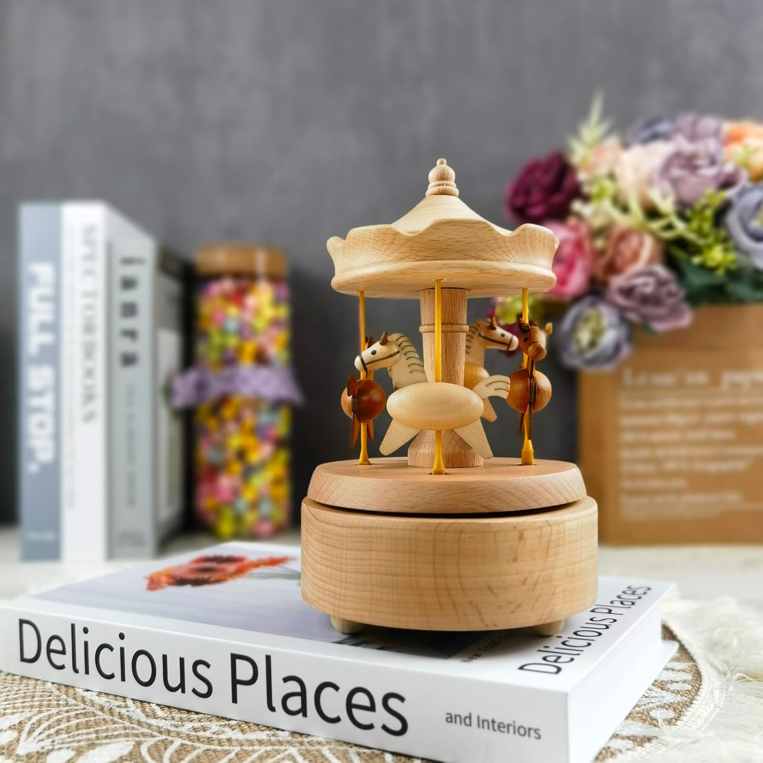 Wooden Carousel Music Box - A Personalized Gift for Your Daughter, Granddaughter or Grandson - Perfect for Birthdays, Anniversaries and Christmas (Includes Free Customization) - Image 4
