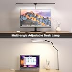 Hensam Lampe de bureau pour bureau à double tête à l'intérieur lumière de bureau, contrôle tactile 5 Niveaux de luminosité 5 Modes de couleur, Lampe de bureau d'architecte pour la lecture / travail / étude [12W,Noir]
