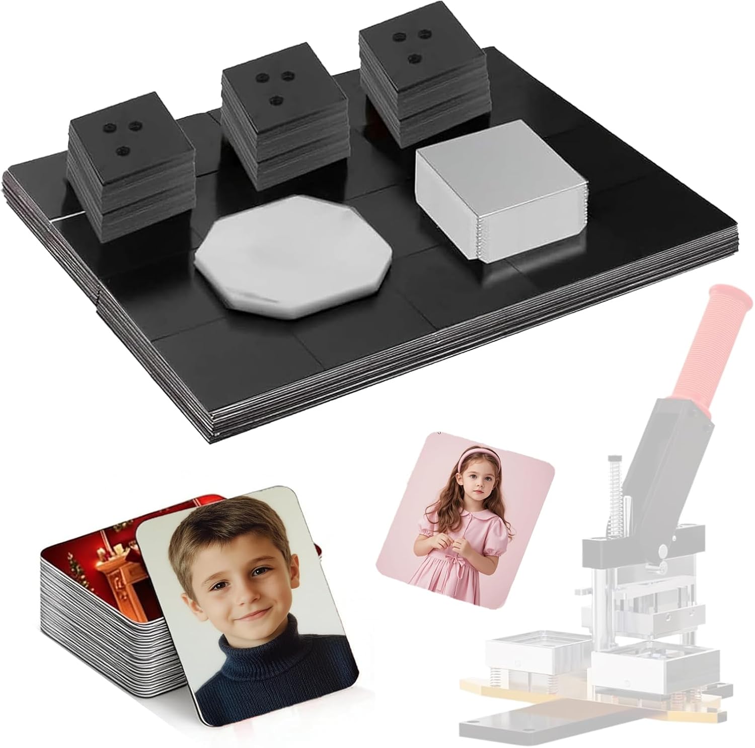 100 Sets 2x2in Square Cardboard Fridge Magnet Maker Supplies, 50x50mm Refrigerator Magnet Making Consumables