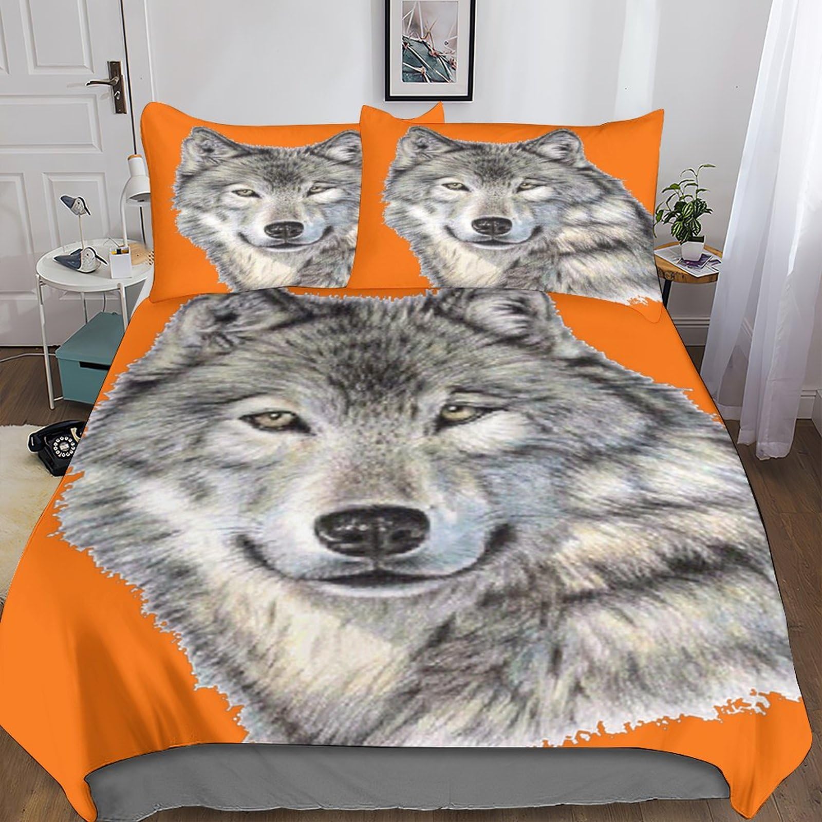 Parure de lit loup pour chambre de garçon ensemble housse couette