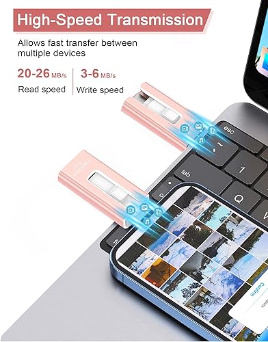 Miniatura 3 de Unidad flash USB de 512 GB, memoria de memoria externa de almacenamiento de datos compatible con teléfono, pad, Android, PC y más dispositivos (rosa)