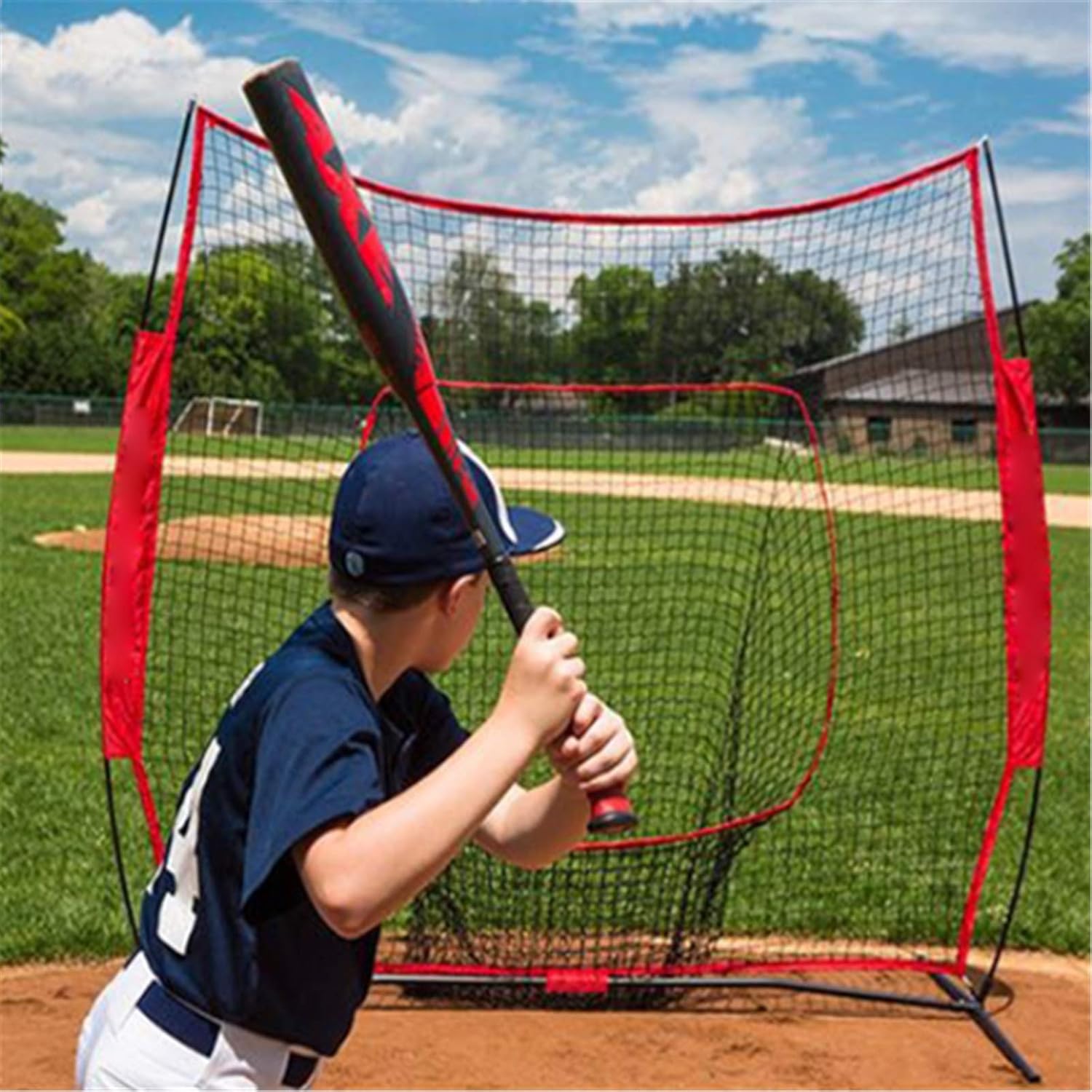 Football Net Set Portable 7 * 7 Feet Baseball Softball Practice Training Baffle Net for Garden Goal Target