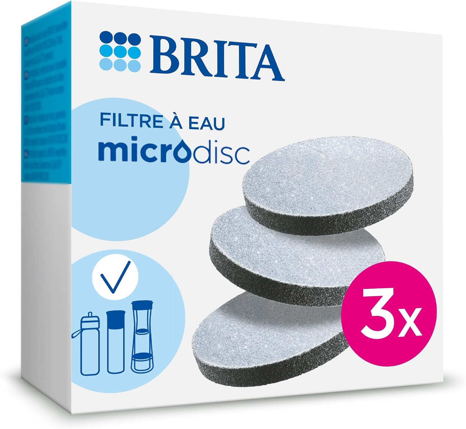 BRITA MicroDisc Replacement Filter Discs for Water Filter Bottles, 3 Pack
