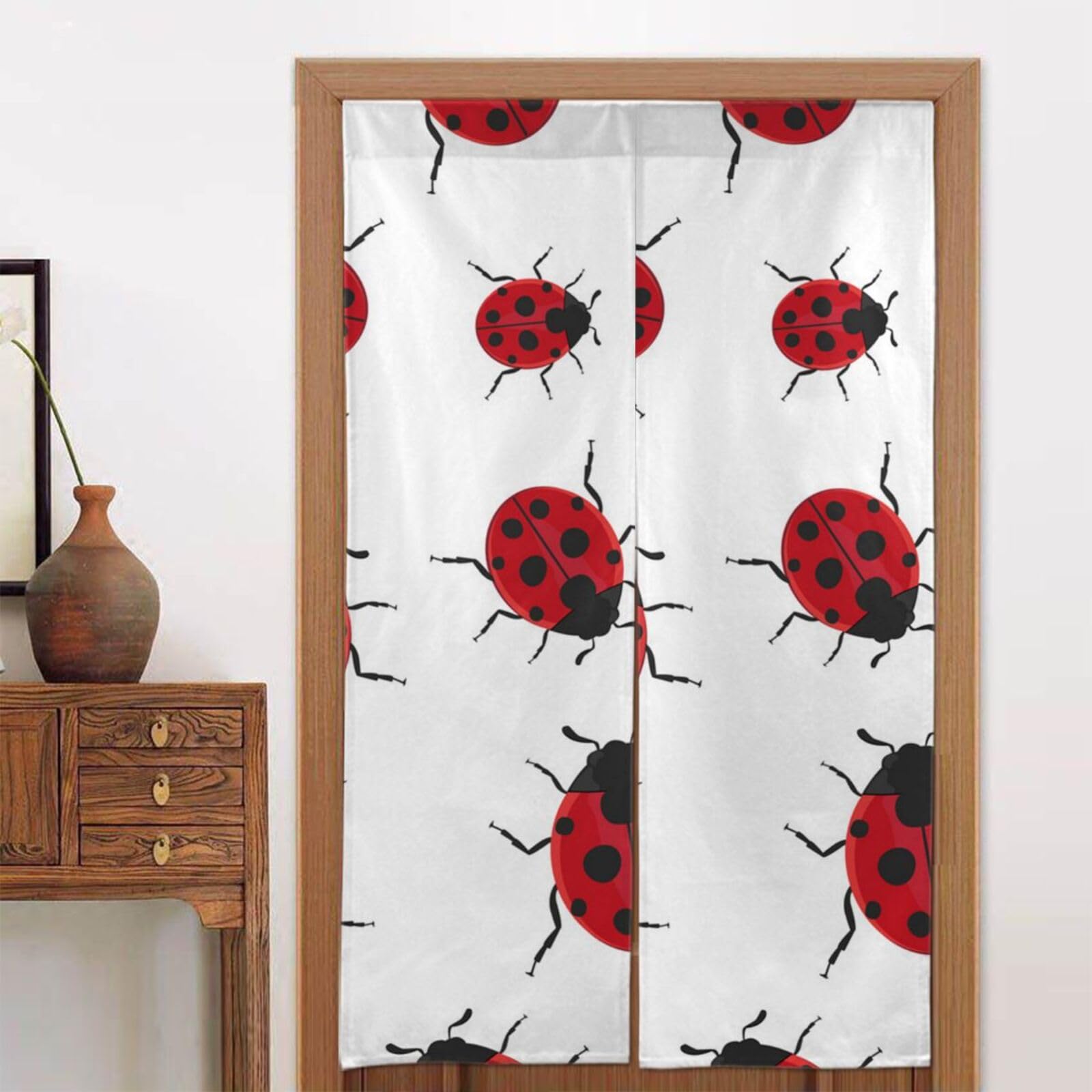Rideau de porte imprimé coccinelle Noren japonais 86x142 cm