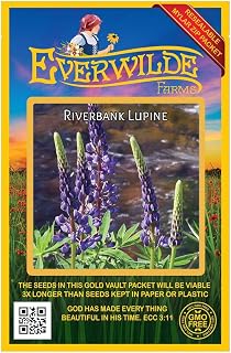 Everwilde Farms - 100 Riverbank Lupine Native Wildflower Seeds - Gold Vault Jumbo Seed Packet