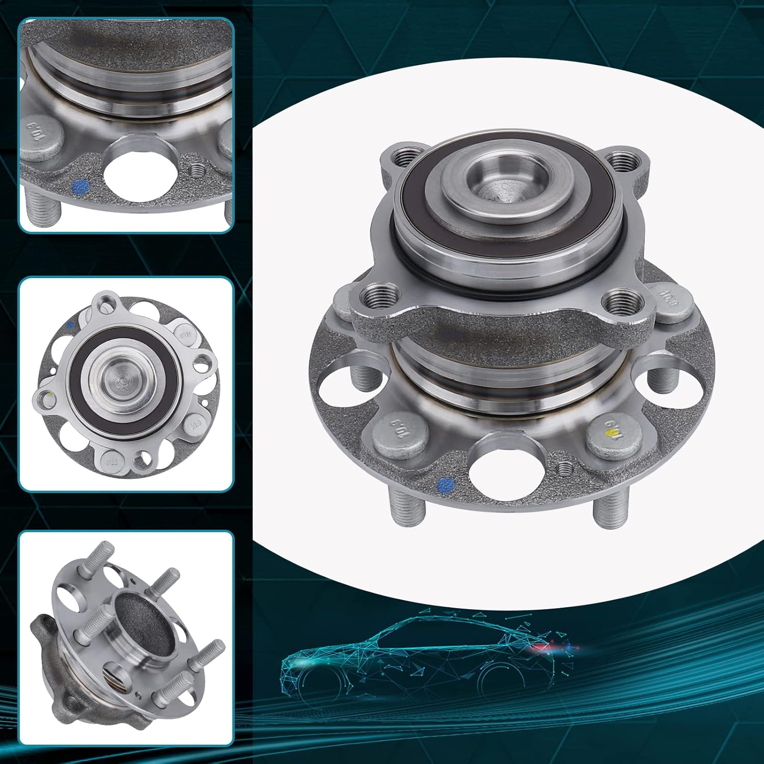 IRONTEK Rear Wheel Hub and Bearing Assembly (5 Lug W/ABS) FITS 2009-2014 for Acura TSX; 2008-2012 for Honda Accord 2PCS 512353x2