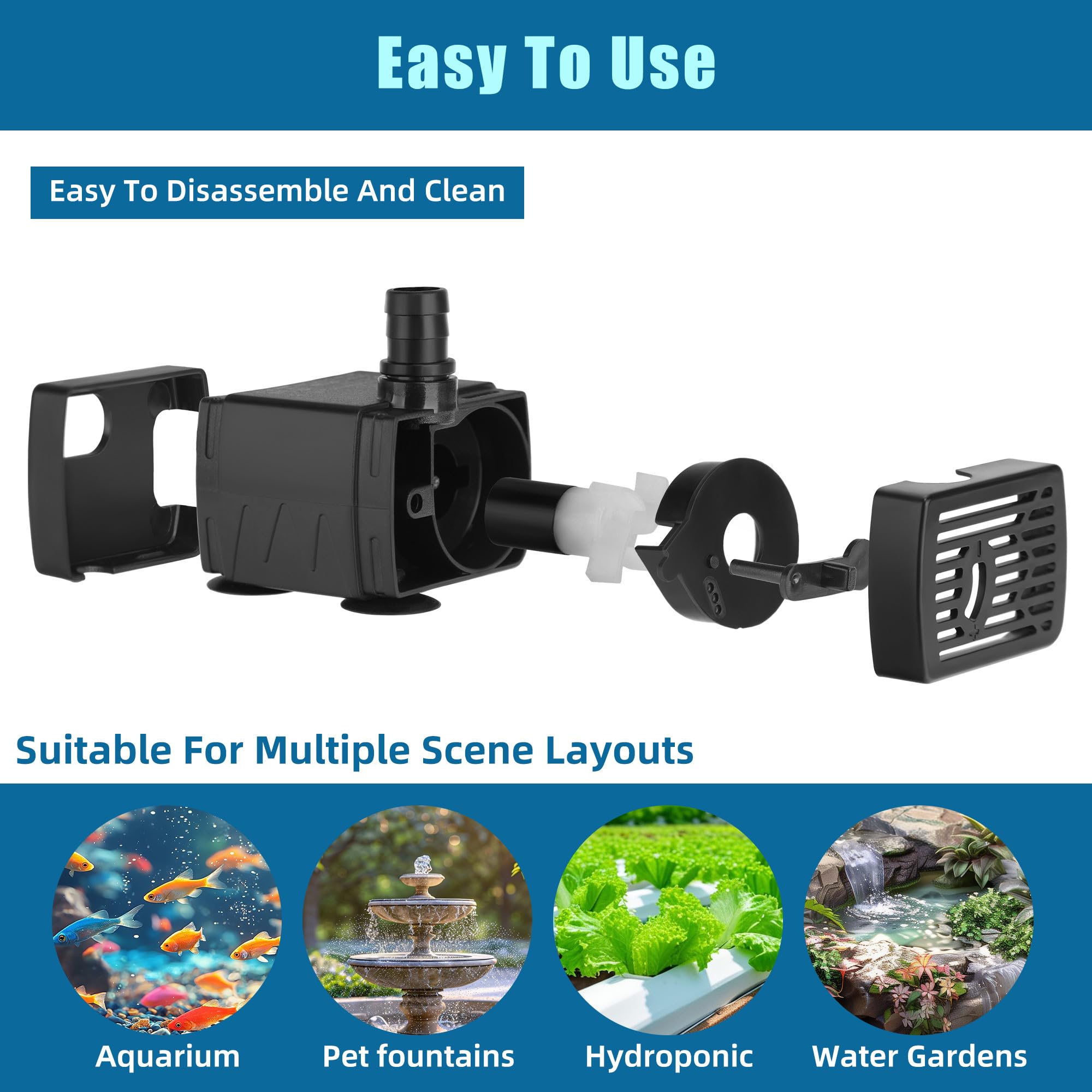 DaToo DC 5V USB Pompa Acqua Per Acquario 3W Mini Pompa Acqua Sommergibile Con Tubo E Funzione di Regolazione Del Flusso Piccola Pompa Fontana Per Pet Fontana Acquario Idroponica Fontana Desktop