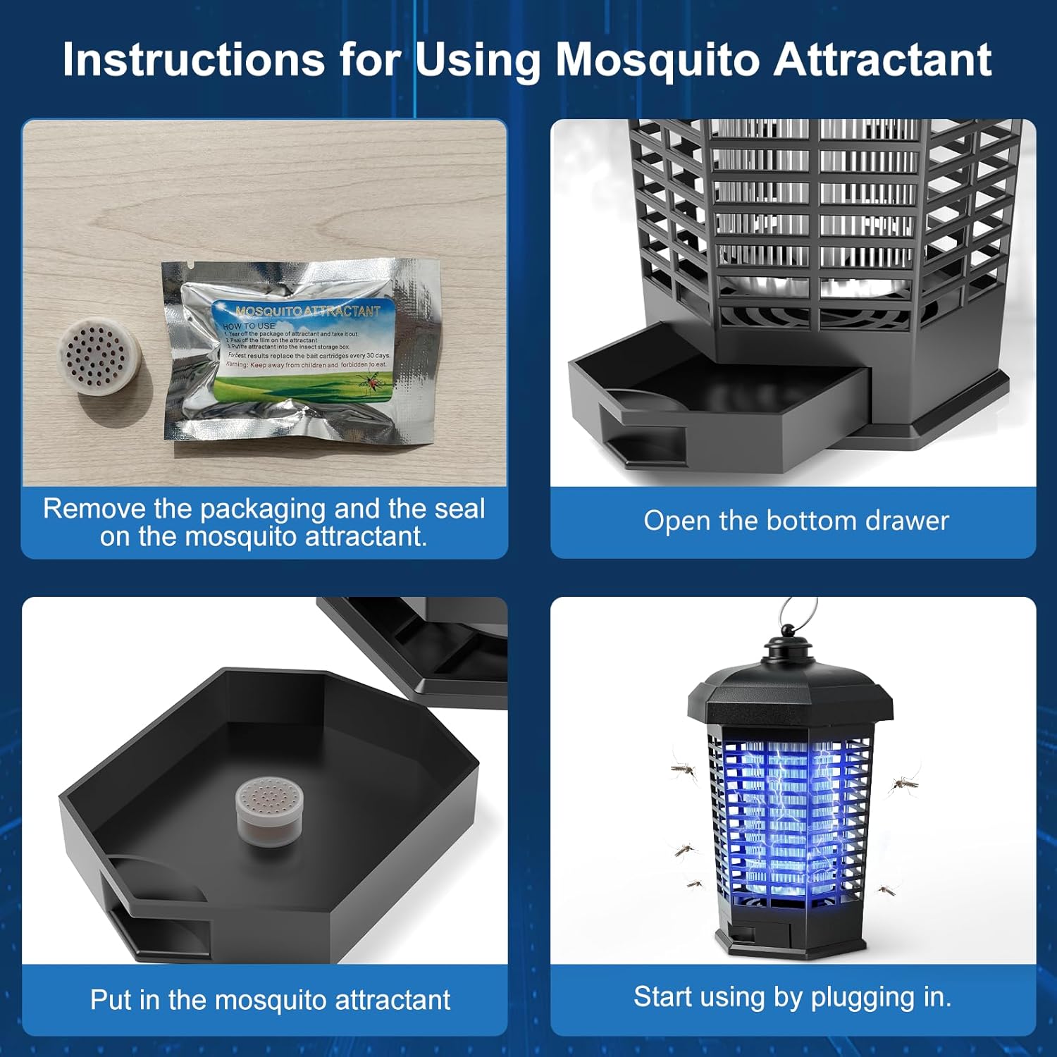 Bug Zapper for Outdoor,Waterproof Electric Mosquito Zapper, Mosquito Zappers, Insect Killer lamp, Electronic Fly Zapper for Backyard, Patio,Garden,Sport Fields Home（4200v,10ft Cord）